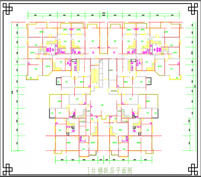 某地花园高层户型设计施工平面图纸_图1