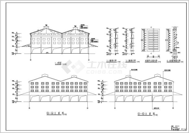 某地多跨混凝土柱钢屋架厂房建筑方案图-图二