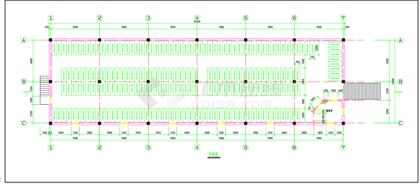 某公共场所自行车车棚设计施工图CAD纸-图二