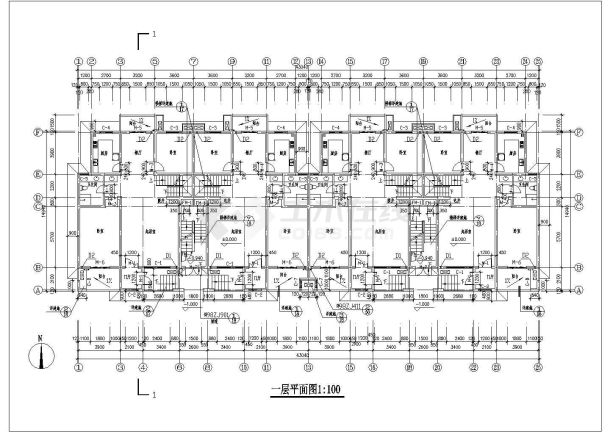 某地区复式居民楼建筑cad施工图-图一