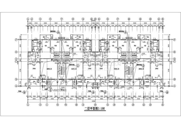 某地区复式居民楼建筑cad施工图-图二