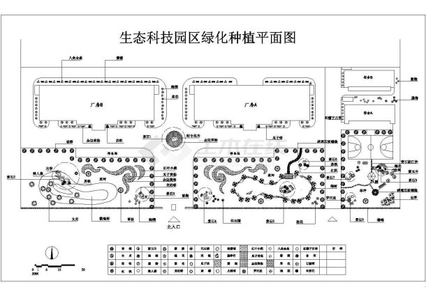 生态科技园区绿化种植平面图-图一