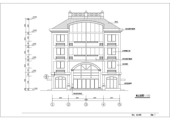 私宅平立剖面建筑施工图纸（标注详细）_图1