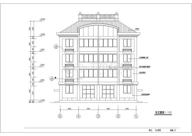 私宅平立剖面建筑施工图纸（标注详细）-图二