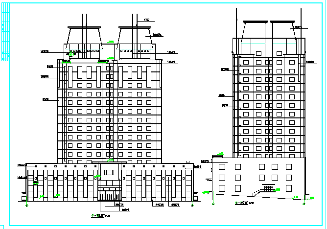 吉林省高层博士后公寓户型图侧立面CAD建筑图纸方案_图1