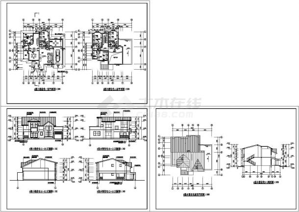 设计精准的两层现代风格别墅建筑设计CAD施工图-图一