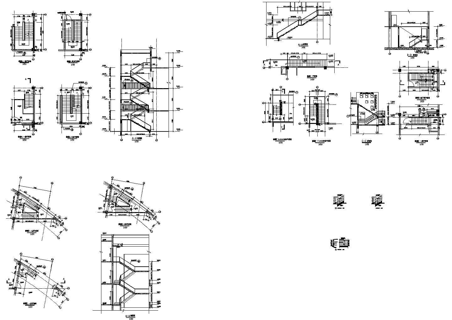 楼梯C,D,E大样详图CAD图