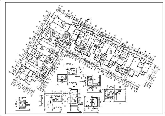 8层L型6单元每单元2户住宅楼设计图_图1