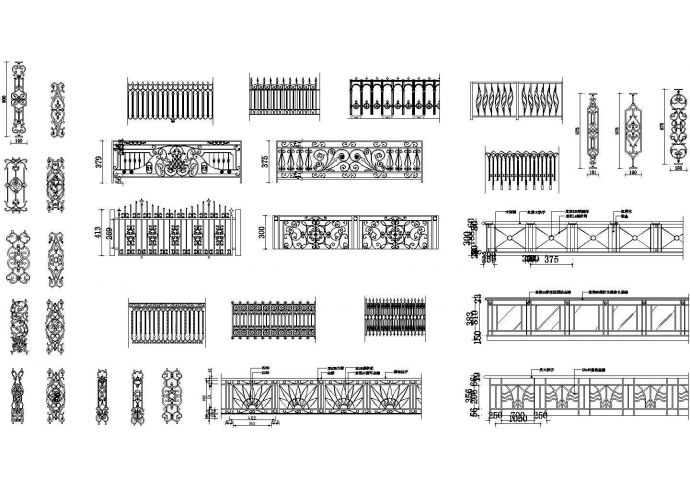32个铁艺栏杆的大样图集_图1
