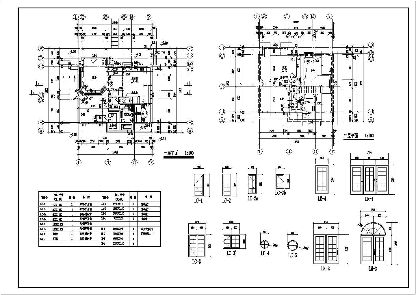 一套两层木结构别墅建筑设计施工图（节点详细）