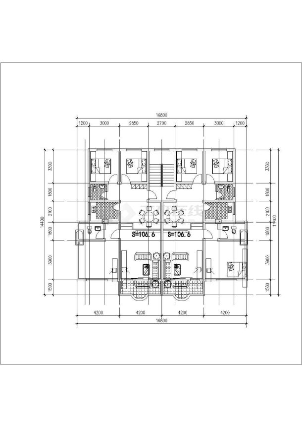 某地比较详细的住宅户型建筑施工平面图-图一