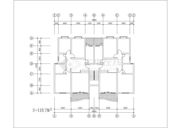 某地比较详细的住宅户型建筑施工平面图-图二