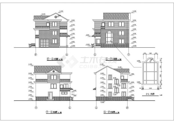 某三层实用农村住宅全套建筑设计图-图一