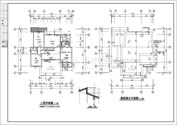3套经典别墅建筑设计CAD方案图纸-图二