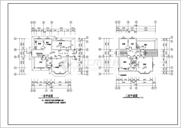 简单小型的 别墅建筑设计CAD图（共4张）-图一