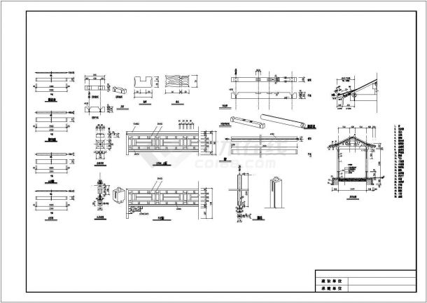 某地小型六角亭与廊建筑图（共6张）-图二