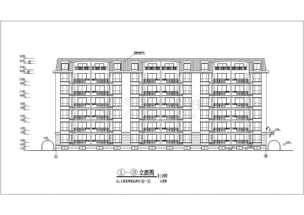 某地六层带跃层商品房综合楼建筑设计图-图一