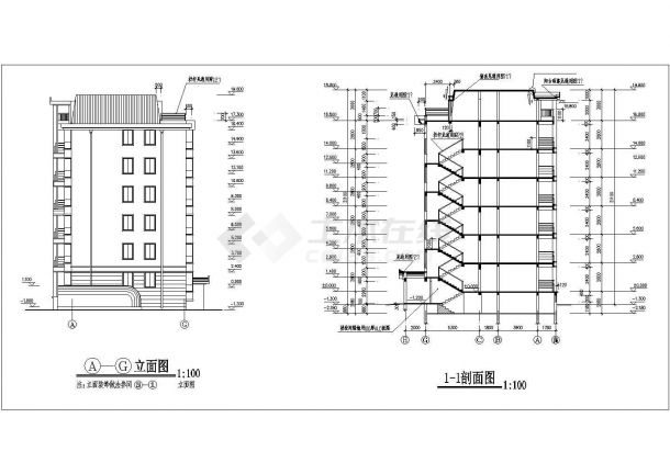 某地六层带跃层商品房综合楼建筑设计图-图二