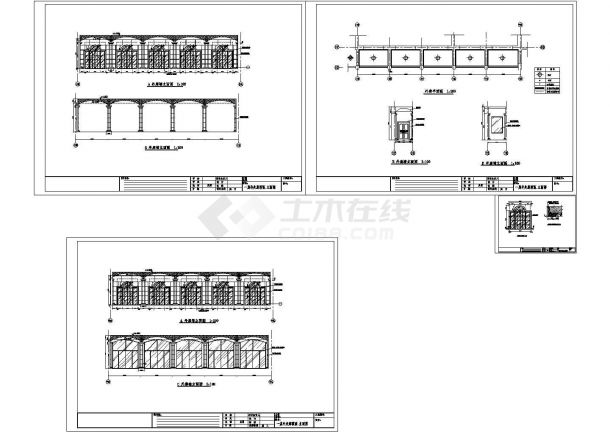 一层外走廊立面施工cad图，共三张-图一
