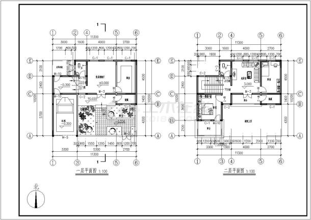 某二层四联排洋房施工图（含建筑结构效果图）-图二