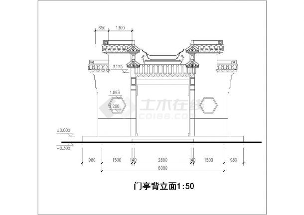 某地徽派公交亭CAD建筑设计施工图-图一