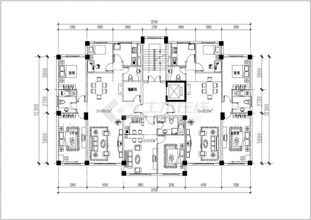 某高层住宅建筑CAD设计施工方案图-图一