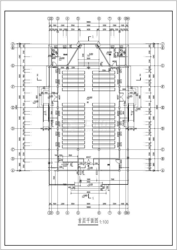 某二层教堂建筑施工图纸（标注详实）-图一