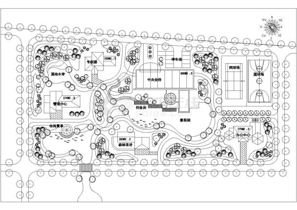 休闲中心景观规划图-图一