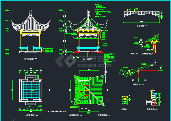 一套简单的方亭建筑施工图（全套）-图一