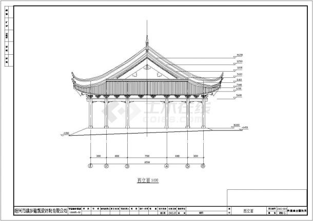 某地寺庙山门殿建筑设计施工CAD图-图一