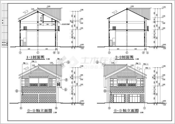 某地区商业街建筑设计施工cad图纸-图二