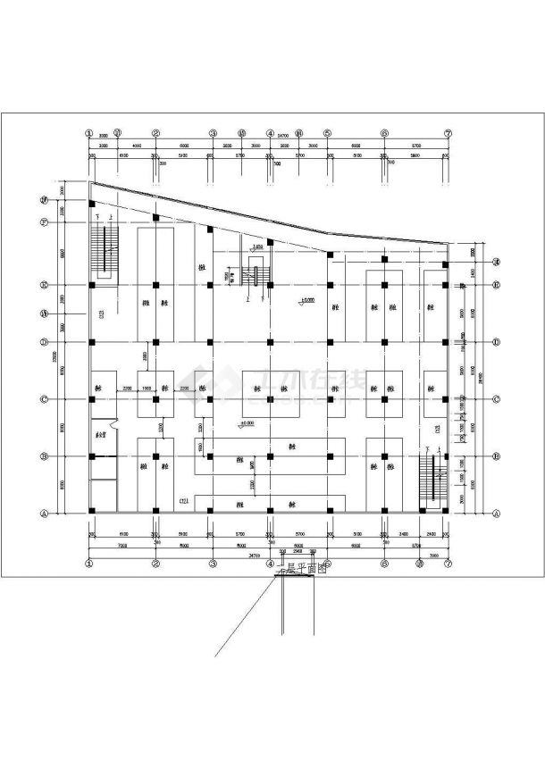 某地二层市场工程建筑设计CAD施工图-图二