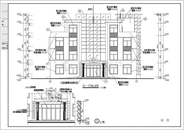 四层综合办公楼建筑详细施工CAD图-图二