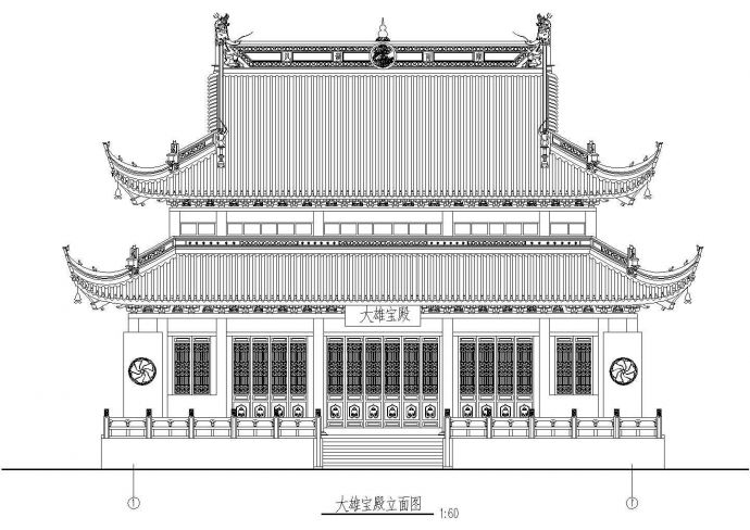 古建寺庙立面图_图1