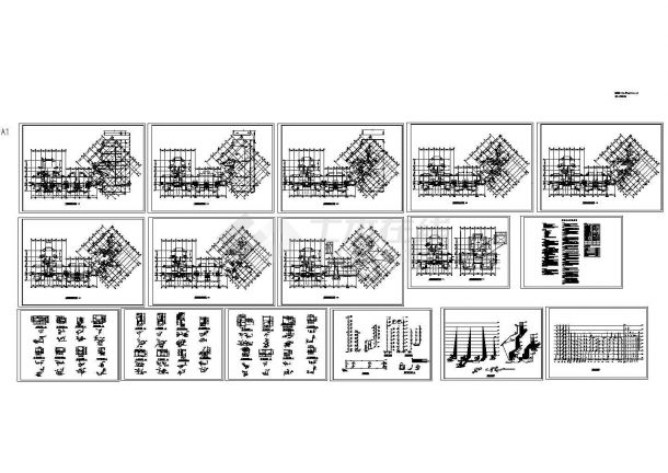 9层不规则商住楼给排水设计图（长80米 宽30米）-图一