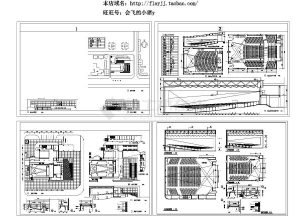 某地区3层3451平米影剧院设计CAD施工图-图一