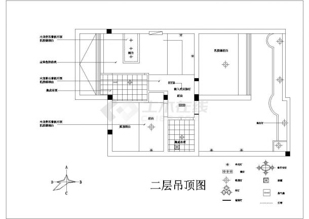 某经典住宅室内全套装修cad设计施工图纸-图二