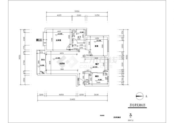  CAD construction drawing for interior decoration of a complete residence with two bedrooms and one living room - Figure 1