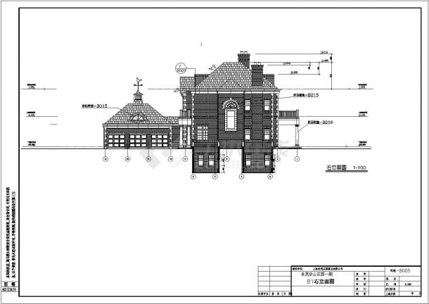 某欧式豪华别墅设计建筑施工平立图cad图纸-图二