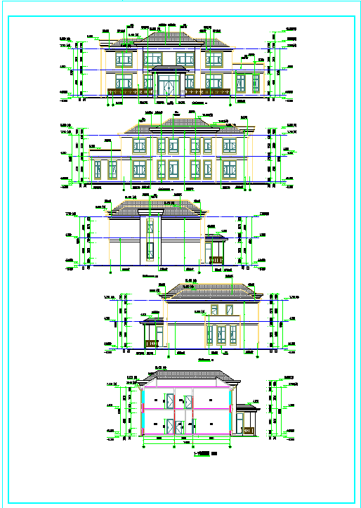 经典户型二层别墅建筑设计施工图