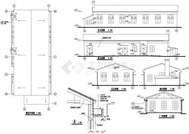 [河南]某工厂厂区职工食堂建筑cad施工设计图-图二