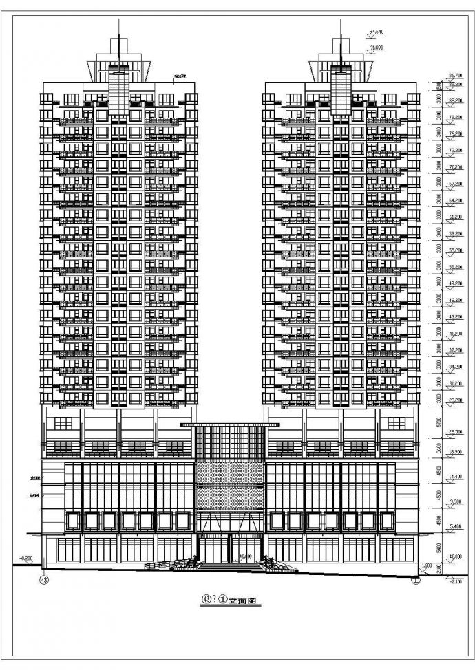 某二十四层商场住宅综合楼建筑设计图_图1