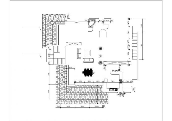 二层坡屋顶别墅建筑施工图立平面图图纸_图1