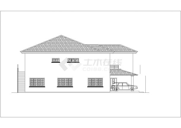 二层坡屋顶别墅建筑施工图立平面图图纸-图二