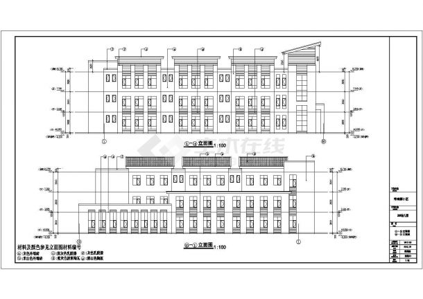 9班3层幼儿园建筑结构水暖电设计施工图-图一