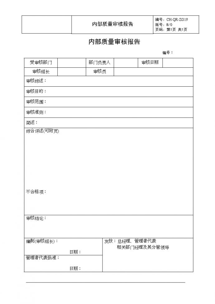 ZG19 内部质量审核报告-房地产公司管理资料.doc_图1
