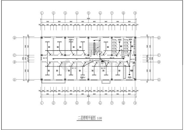某地区宿舍楼总电气设计CAD施工图纸-图二