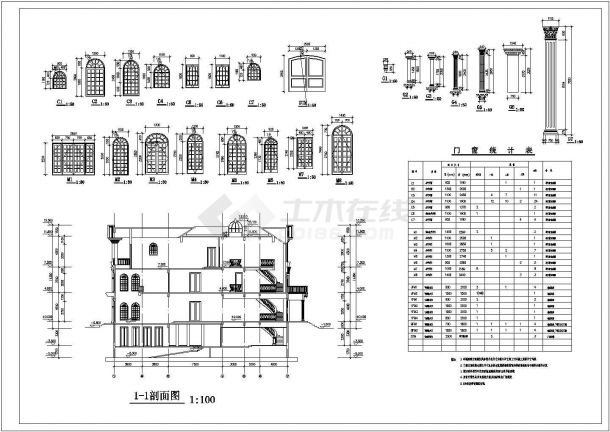 某意大利式独立别墅建筑施工图（共10张）-图二