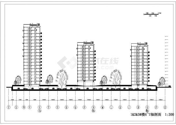 某高层住宅小区全套规划设计图（共10张）-图二