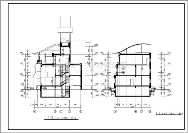 皇明多层欧式风格别墅设计建筑图纸-图二